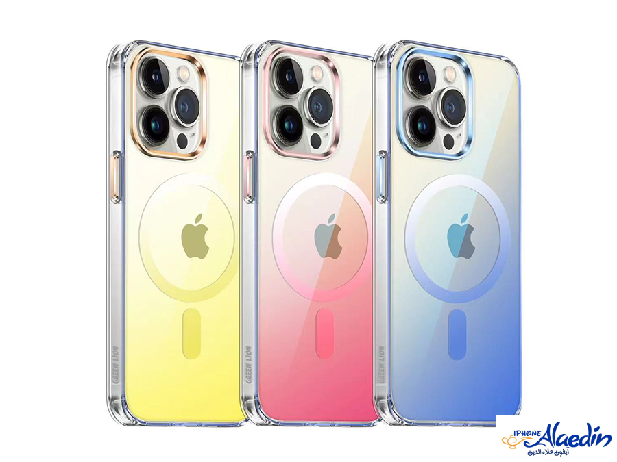 قاب رنگین کمانی مگ سیف آیفون 14 پرو گرین Green iphone 14 Pro Rainbow Magsafe Case
