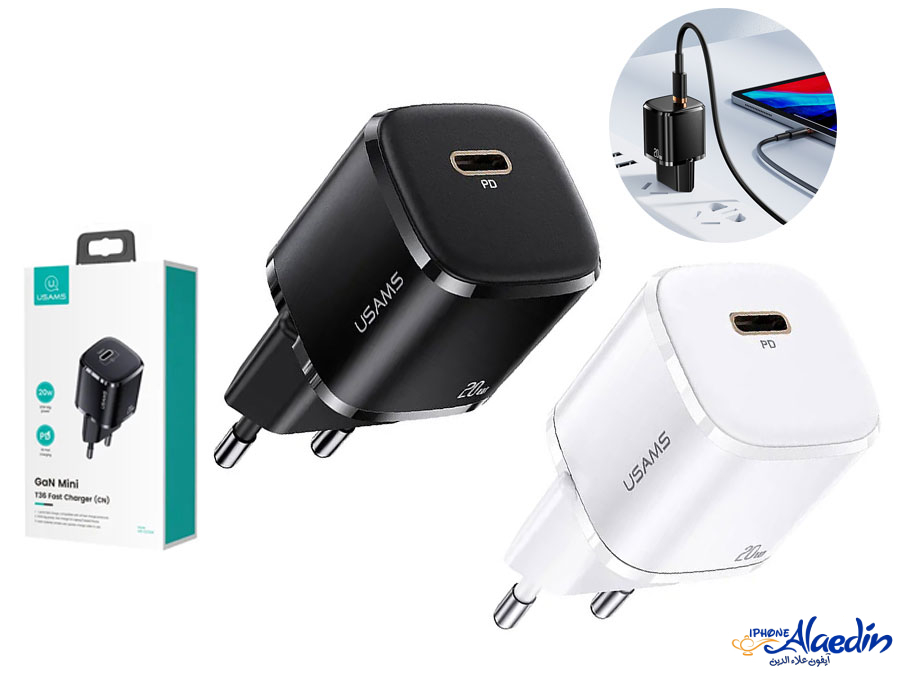 شارژر دیواری تایپ سی 20 وات یوسامز USAMZ 20W Single Port Mini PD Fast Charger (EU) US-CC124 T36