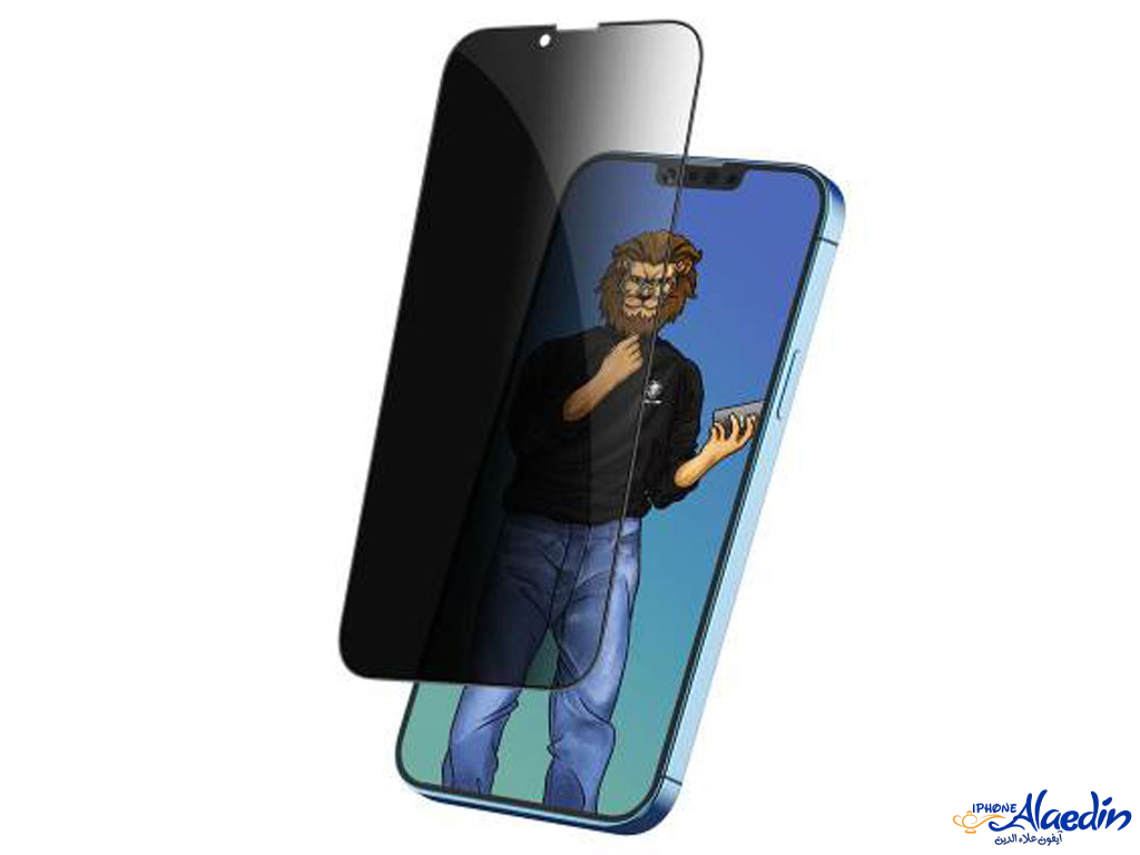 محافظ صفحه نمایش شیشه ای حریم شخصی آیفون 14 گرین Green iPhone 14 9H Steve Privacy Anti-Peeping Full Glass