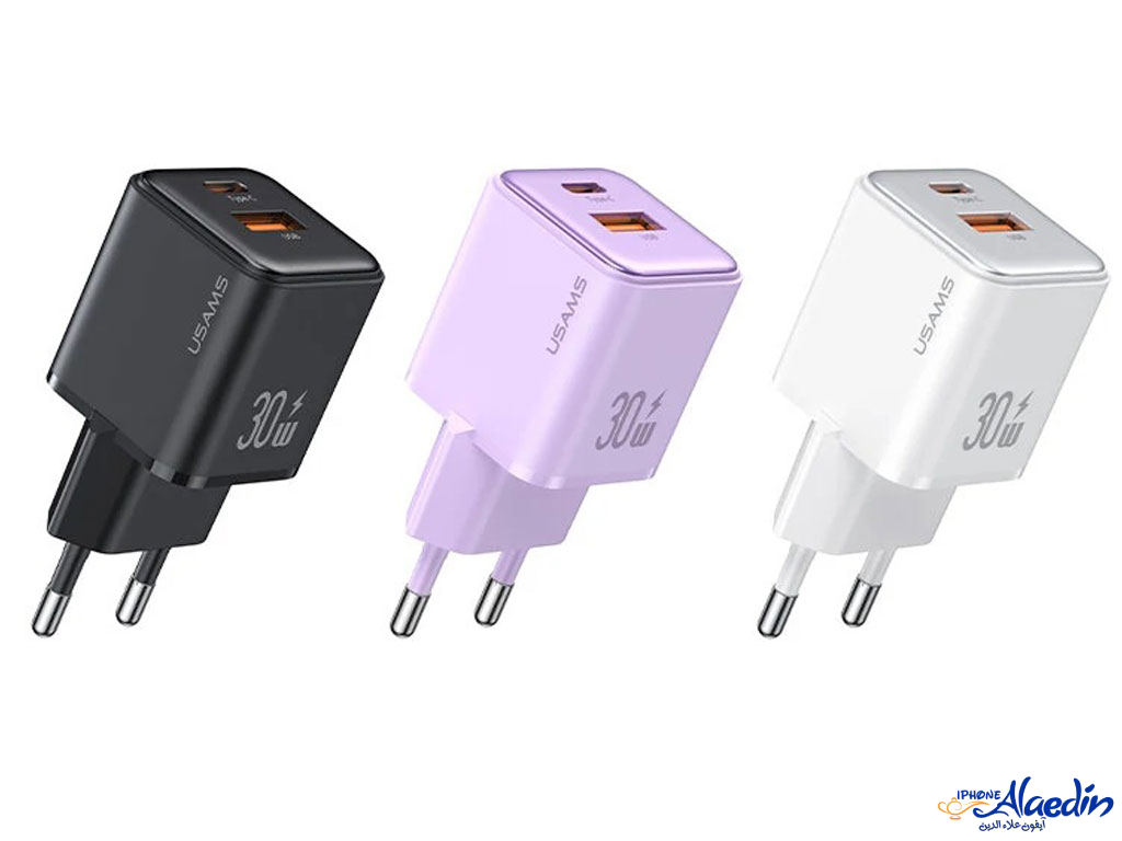 شارژر دیواری تایپ سی و یو اس بی 30 وات و 18 وات یوسامز USAMS US-CC189 PD 30W Charger Adaptateur